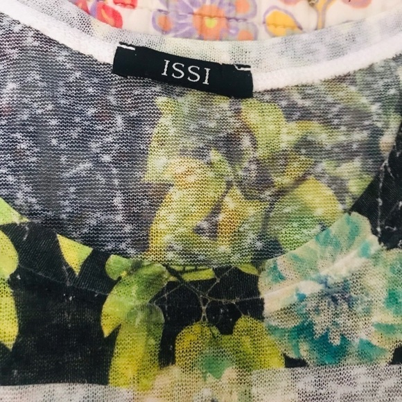 ISSI Gauzy Semi-Sheer Multi-Color Tank “PEACE” Floral NWOT - Picture 2 of 3